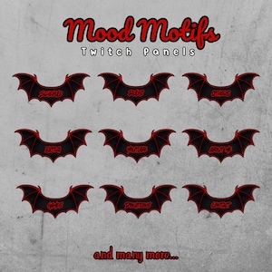 Bat Twitch Panels | Halloween Stream Panels for Twitch & Kick | Bat Wing Stream Labels | Gothic Panel Set | Red Black Twitch Overlay Panels