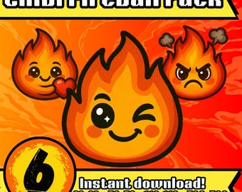 Chibi Fireball Emotes: Twitch, Discord, YouTube Stream Graphics (PNG Instant Download