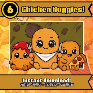 Hühnernugget Emotes | Chibi Essen Twitch Emotes | Niedliche Discord Emotes | Luftschlangen Emote Paket | Nuggies PNG | Niedliche Küken Sticker