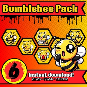 6 Cute Chibi Bee Twitch Emotes Pack -  Cute & Funny Stream Emotes for Twitch and Discord, Instant Download, All Sizes, Ready to Use!