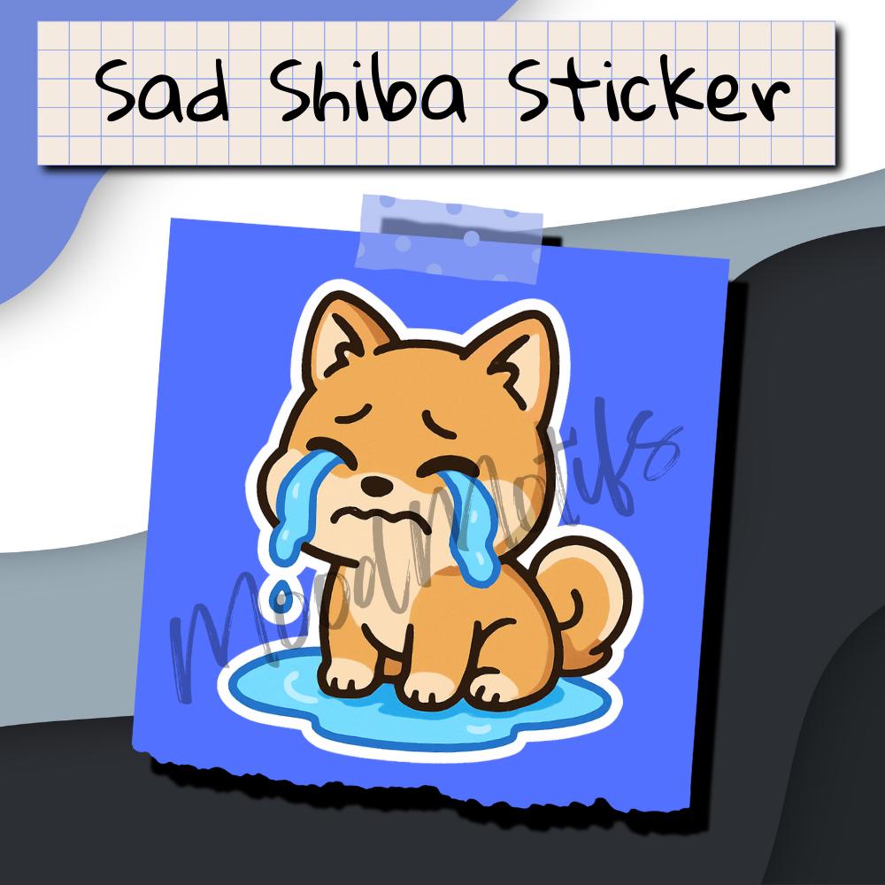 Sad Shiba Sticker: Crying Puppy Tears, Discord Emote (PNG Digital
