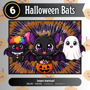Halloween Bat Emotes | Cute Twitch Emotes | Chibi Bat PNGs | Halloween Stream Assets | Discord Emotes | Kawaii Bat Halloween Emotes
