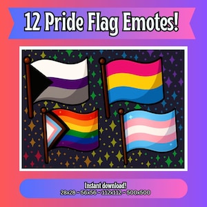 Pride Flag Emotes for Twitch, Kick, YouTube & Discord | LGBTQ+ PNG Emote Pack | Stream Chat Graphics | Instant Download