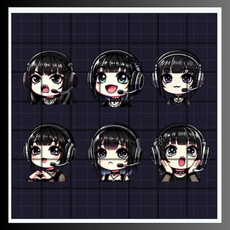 Goth Chibi Emote Pack: Alt Twitch, Discord, Vtuber Emojis (30 Emotes ...