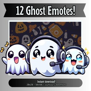 Ghost Emotes for Twitch, Kick, YouTube & Discord | Cute PNG Emote Pack | Gamer Ghost Stream Graphics | Instant Download