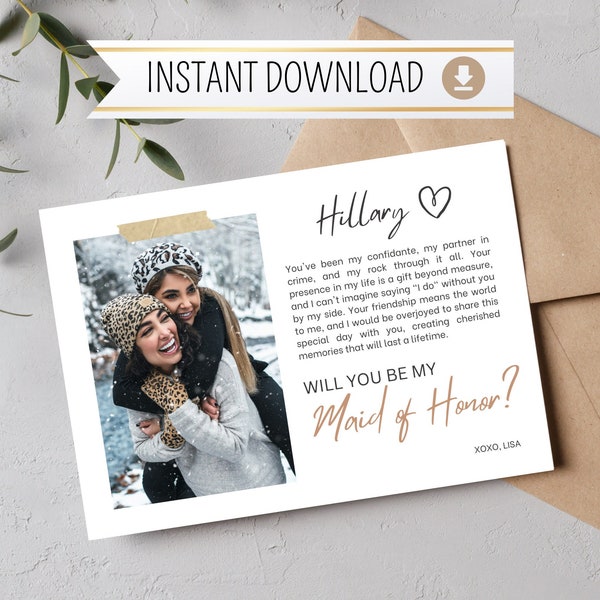 Card proposal bridesmaid template INSTANT DOWNLOAD boho bridesmaid card template canva will you be my maid of honor proposal canva template