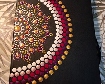 Hand-decorated hardcover notebook with lines