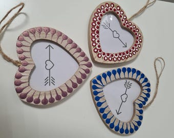 Mandala-stippenkunst, met de hand beschilderde houten fotolijsten, een uniek cadeau dat een elegante toets aan elke kamer toevoegt