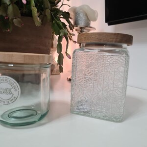 Mandala dot art, kitchen glass container with hand-painted wooden lid image 2