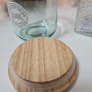 Mandala dot art, kitchen glass container with hand-painted wooden lid image 5