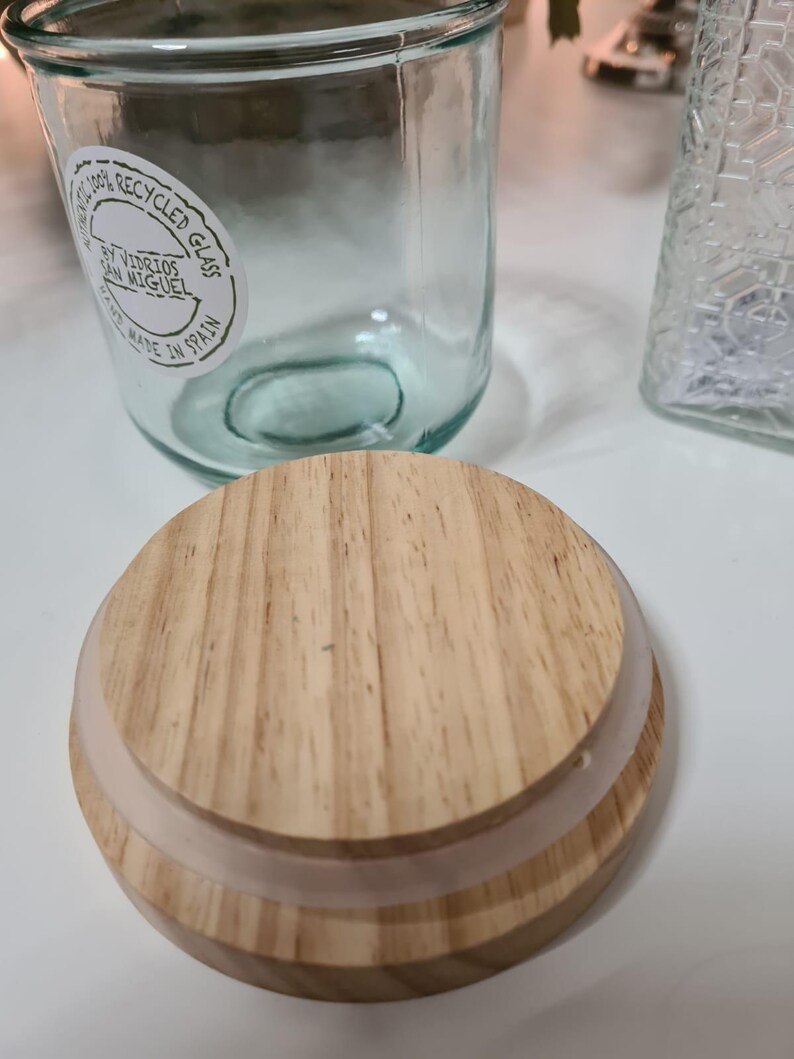 Mandala dot art, kitchen glass container with hand-painted wooden lid image 5