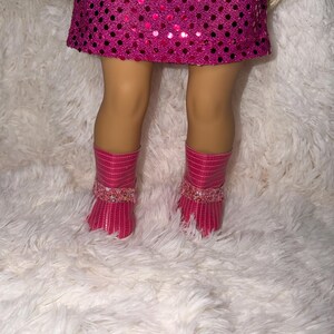 Pink Pop Star Style 2-Piece Sequin 18 Inch Doll Outfit | Handmade American Girl Clothes | Concert Stage Fashion, Music Easter Gift image 5