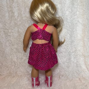 Pink Pop Star Style 2-Piece Sequin 18 Inch Doll Outfit | Handmade American Girl Clothes | Concert Stage Fashion, Music Easter Gift image 7