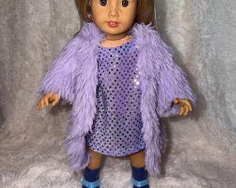 Midnight Haze Purple Pop Star Doll Outfit | Handmade American Girl Clothes | Concert Stage Fashion, Music Easter Gift