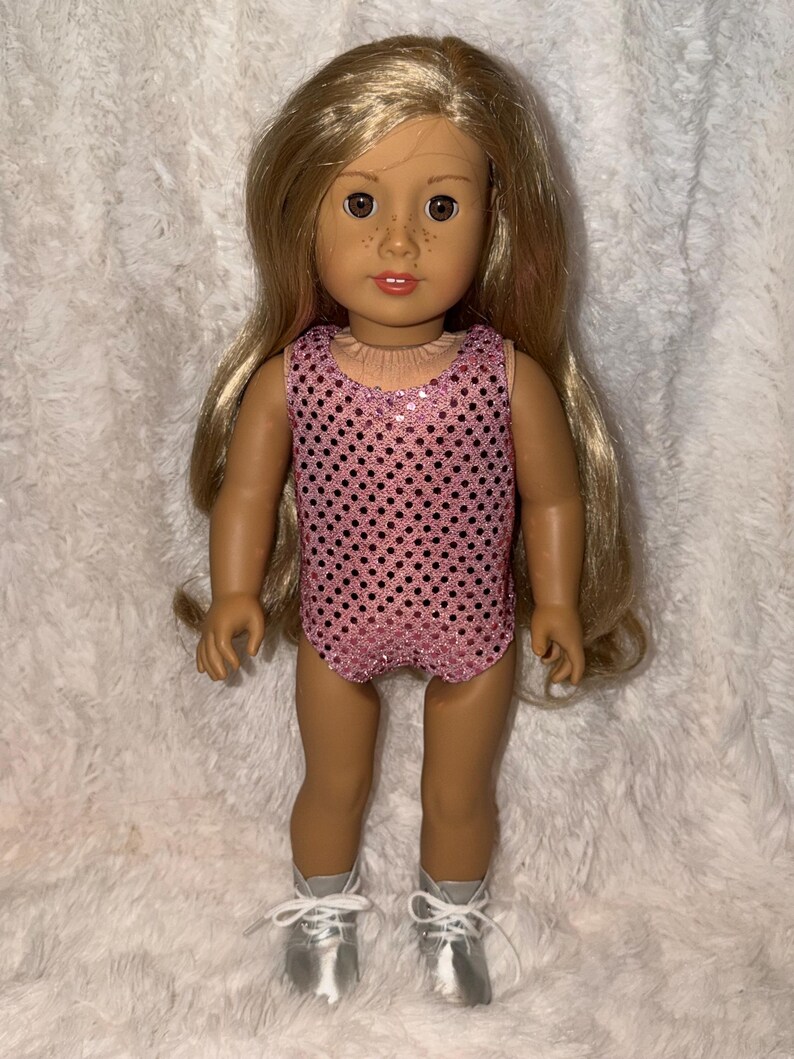 Music Lover 18 Inch Doll Outfit Only | Handmade American Girl Clothes | Silver Jacket & Pink Bodysuit, Concert Fashion, Easter Gift image 9