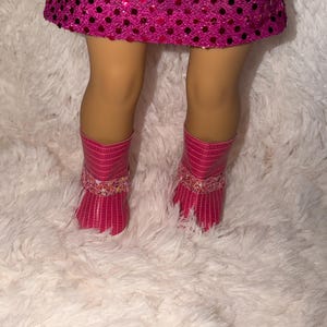 Pink Pop Star Style 2-Piece Sequin 18 Inch Doll Outfit | Handmade American Girl Clothes | Concert Stage Fashion, Music Easter Gift image 13