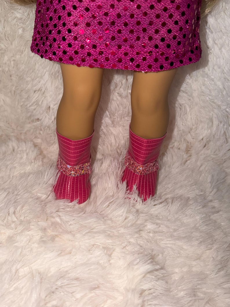 Pink Pop Star Style 2-Piece Sequin 18 Inch Doll Outfit | Handmade American Girl Clothes | Concert Stage Fashion, Music Easter Gift image 13