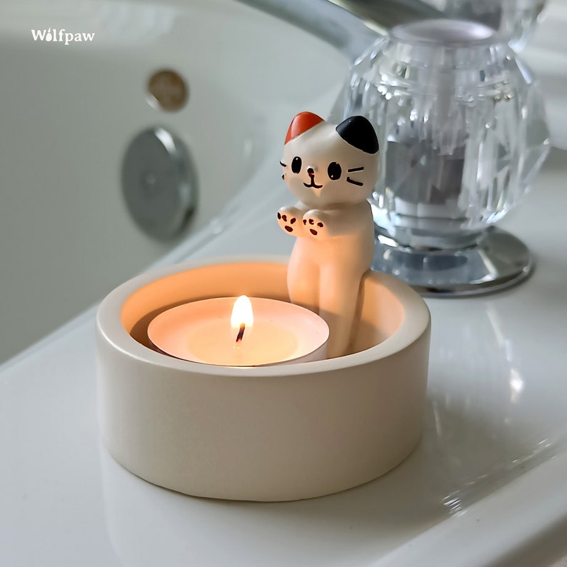 Kitten Cat Candle Holder Home Decor