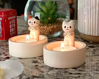 Adorable Kitten Candle Holder, Cat Candle Holder, Tealight Candle Holder, Cute Candle Holder