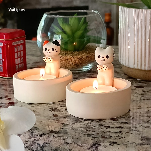 Adorable Kitten Candle Holder, Cat Candle Holder, Tealight Candle Holder, Cute Candle Holder