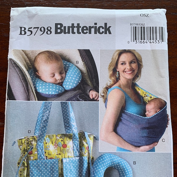 Uncut Baby Changing Pad, Neck Support, Baby Carrier, and Diaper Bag pattern Butterick B5798