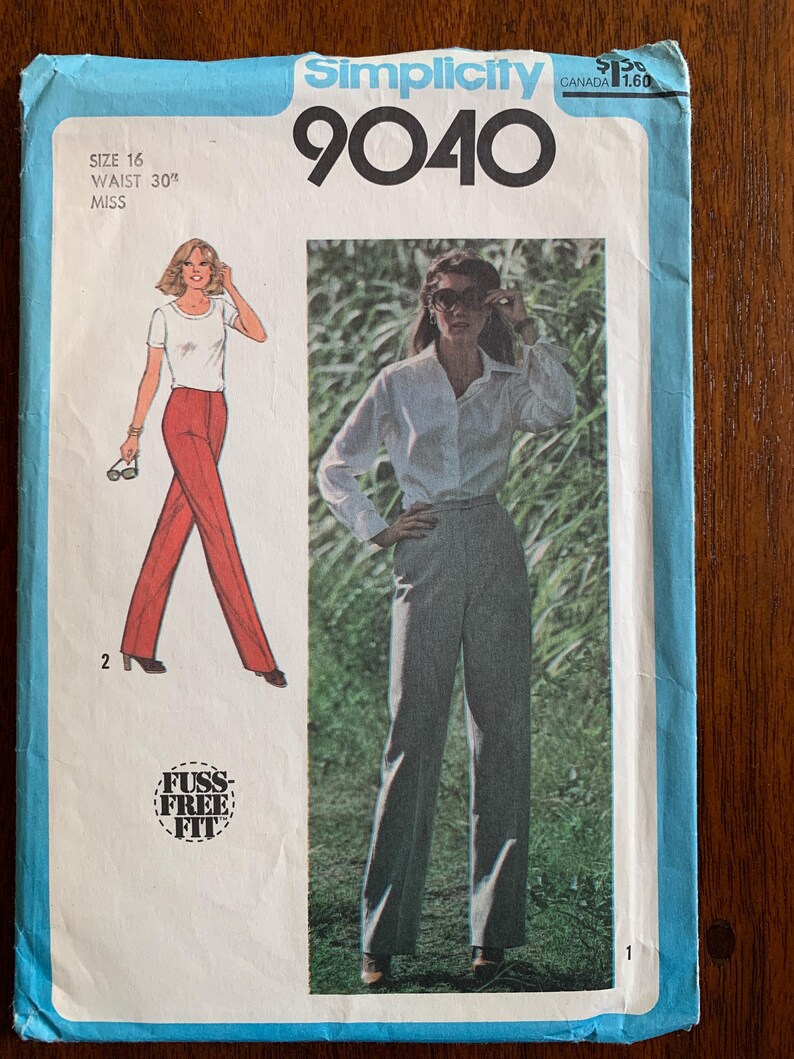 Vintage Simplicity Pants Sewing Pattern 9040 – Size 16 Waist 30 - Etsy