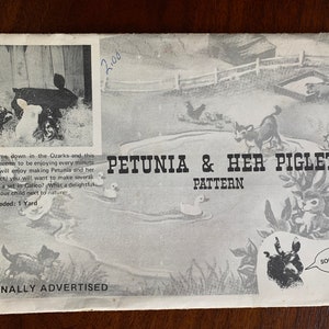 Uncut Ozark Crafts Petunia and her Piglets pattern - set of calico piglets - one yard of fabric each