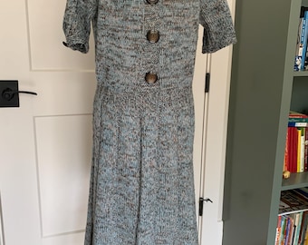 Hand Knit sweater dress - One of a Kind - Ladies L - heather blue