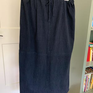 Ladies navy cotton maxi skirt - easy summer basic - plus sized - L / XL - adjustable tie waist - comfortable - dress up or down