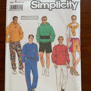 Uncut Sweatshirt, hoodie, sweatpants, and shorts pattern Simplicity 7073 - Unisex Athleisure wear - Stretch knits