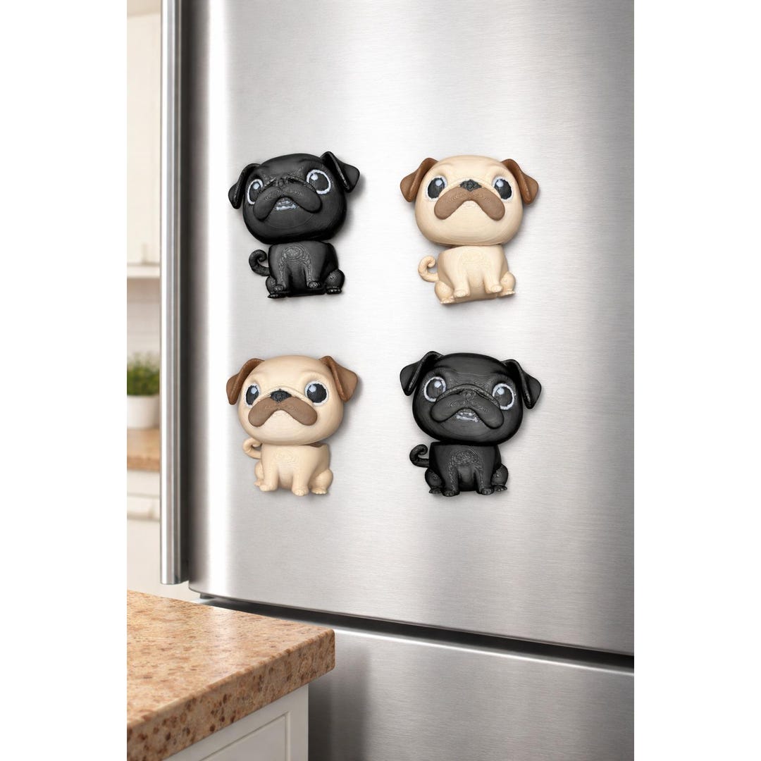 Dog Magnet Display Rack Cute Pug Fridge Magnets Set of 4 Wiggle Dog Magnets Strong Hold ...