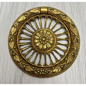 PE Guerin Drawer Ring Pull Gold Plated Brass Flower Leaves Ornate Replacement