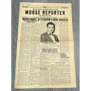 Vintage Loyal Order of Moose (Moose Reporter) Newspaper Moose Night Aug 1956