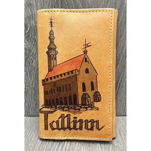 Vintage Tallinn Estland Geldbörse aus geprägtem handgemachtem Leder Tri-Fold