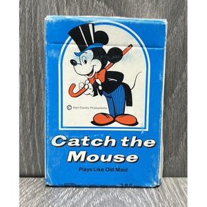 Juego de cartas vintage "Atrapa al ratón" de Walt Disney Mickey Mouse Russell Mfg