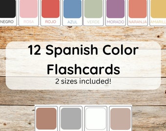 12 Spanish Color Flashcards, Montessori Flashcards, Spanish Cards, Educational Printable Cards, Instant Download, Kid, Toddler Cards