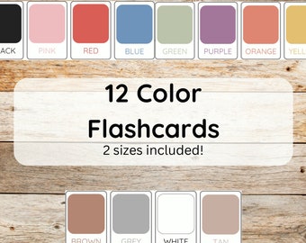 Tarjetas didácticas de 12 colores, Tarjetas didácticas Montessori, Aprendizaje para niños pequeños y preescolares, Tarjetas para educación en el hogar, Aprendizaje de los colores