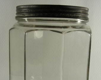 Vintage Hoosier Eight Panel Un-Marked Canister Storage Jar With Lid 1930s-1940s