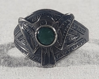 Size 9 3/4 >> Vintage Fred Harvey Era Navajo Sterling Silver