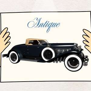 Antique Car Digital Poster | Vintage Classic Car Wall Art | Instant Printable Download