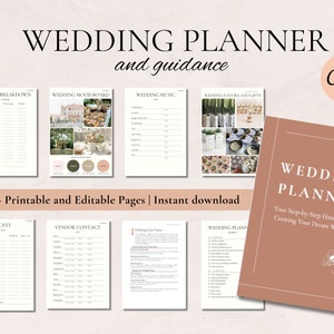 100+Pages Canva Wedding Planner | Canva Template | Printable Wedding Planner Pages | Wedding Plan Guidance | Wedding Planning Book | Planner