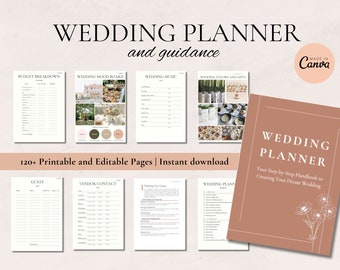 100+Pages Canva Wedding Planner | Canva Template | Printable Wedding Planner Pages | Wedding Plan Guidance | Wedding Planning Book | Planner