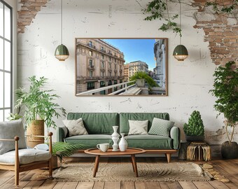 Rome Italy Balcony View Printable Wall Art, European Travel Photography, Italian Architecture Landscape, Rome City Decor, Digital Download