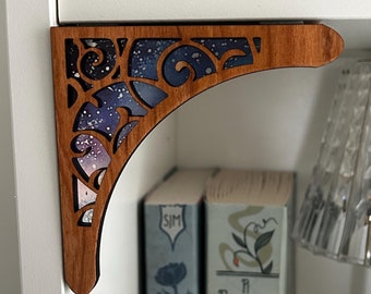 Corner Bookshelf Fantasy Night Sky Corbel x2 Hangers | Bookshelf charm | Bookshelf Signs | Bookshelf decor | Shelfie | Book Lover Gift |