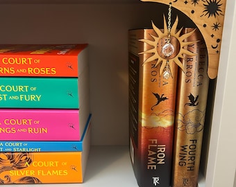 Corner Bookshelf Sun Suncatcher Corbel Hanger | Bookshelf Crystal | Fantasy | Bookshelf decor | Shelfie | Book Lover Gift | Bookish