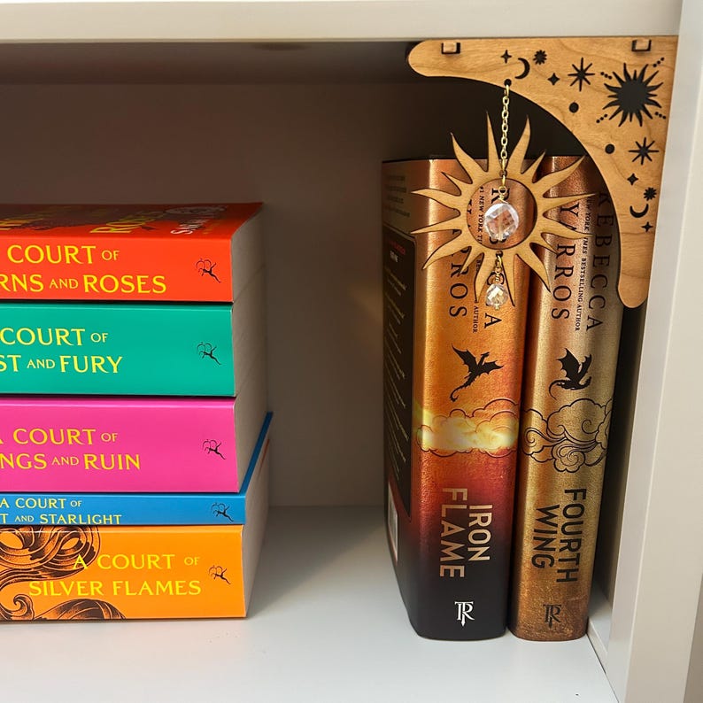 Corner Bookshelf Sun Suncatcher Corbel Hanger | Bookshelf Crystal | Fantasy | Bookshelf decor | Shelfie | Book Lover Gift | Bookish