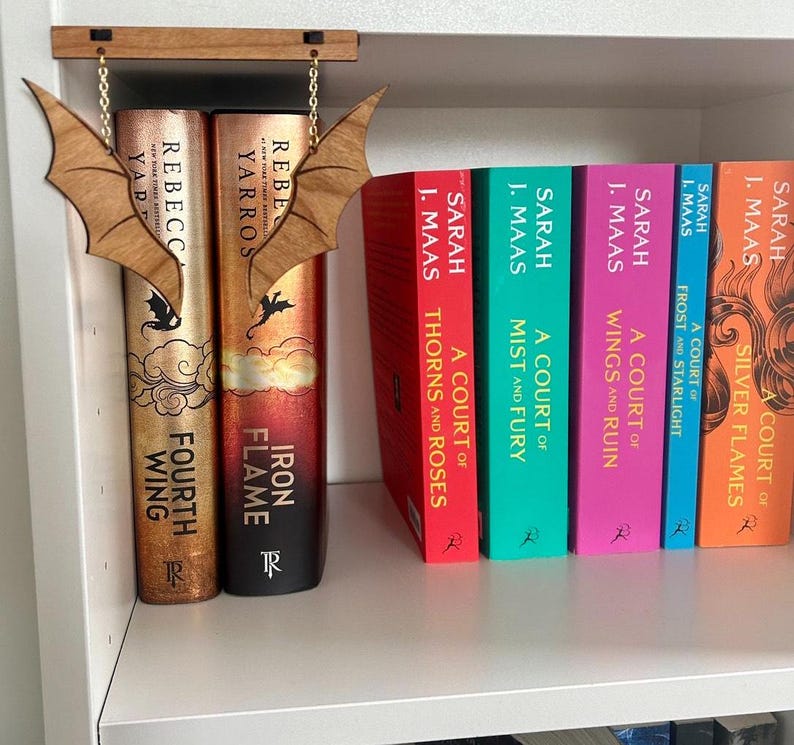 Dragon Wing Themed Fantasy Bookshelf Hanger | Bookshelf charm | Bookshelf Signs | Bookshelf decor | Shelfie | Book Lover Gift | Bookish