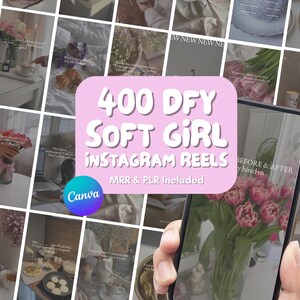 DFY Instagram Reels: Soft Girl Pink Aesthetic Faceless Video Bundle, Editable Canva Templates with MRR/PLR (Instant Digital Download)