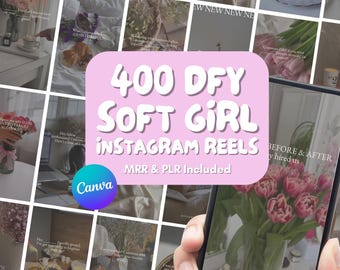 DFY Instagram Reels: Soft Girl Pink Aesthetic Faceless Video Bundle, Editable Canva Templates with MRR/PLR (Instant Digital Download)