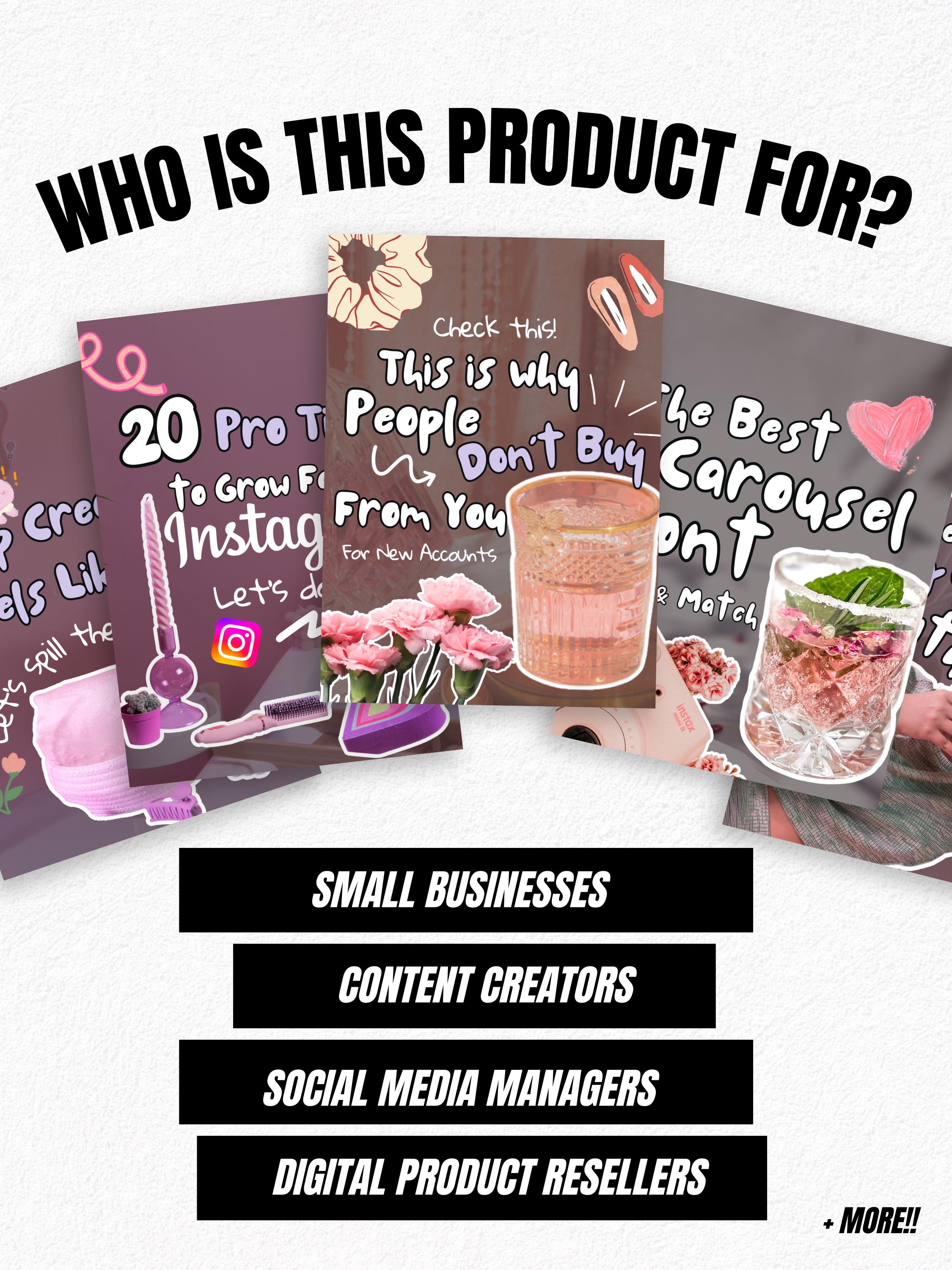 Girly Aesthetic Instagram Carousel Templates: MRR PLR Social Media ...